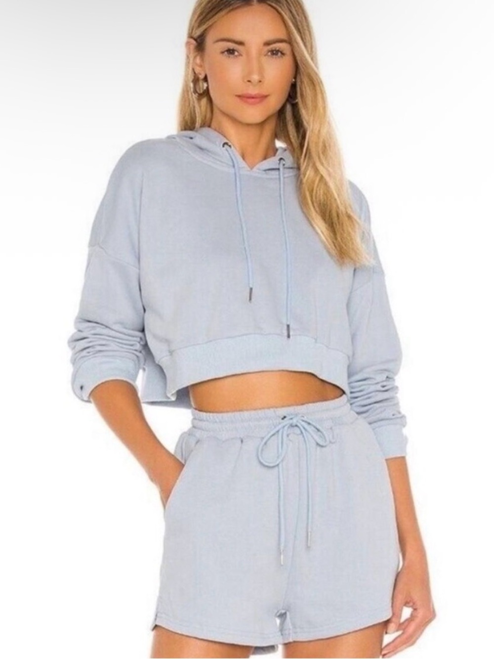 Superdown Malia Cropped Hoodie in Light Blue